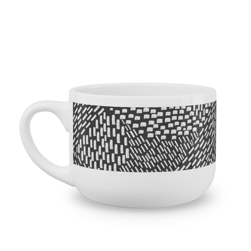 Abstract Brushstrokes Latte Mug, White,  , 25oz, Black