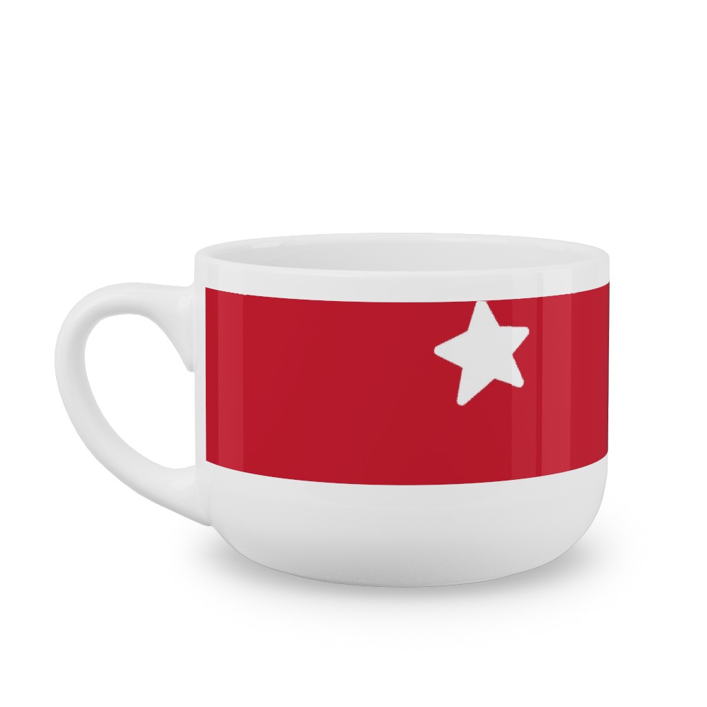 Stars Latte Mug, White, , 25oz, Red, Cherry