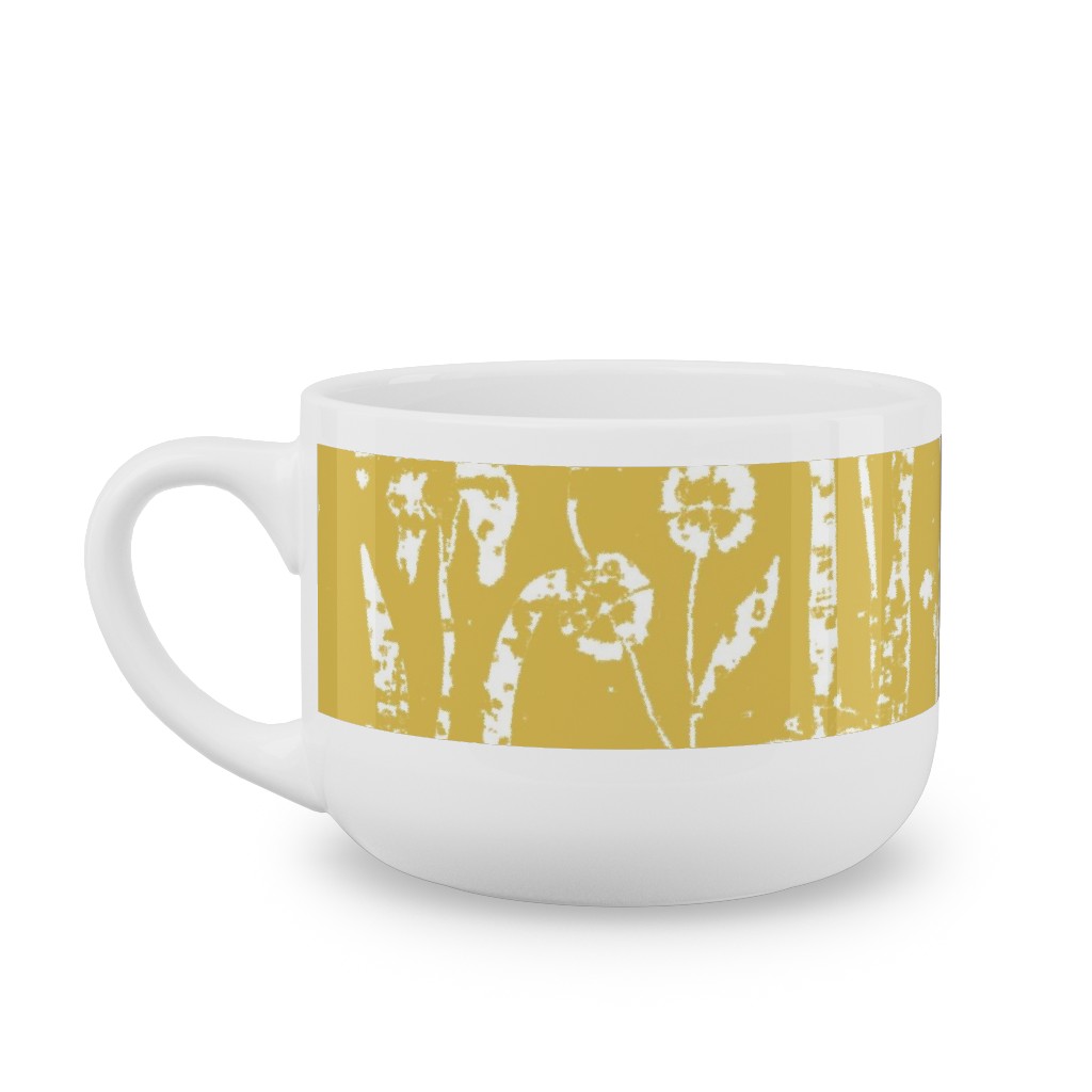 Distressed Iris - Sunshine Latte Mug, White, , 25oz, Yellow, Classic Yellow