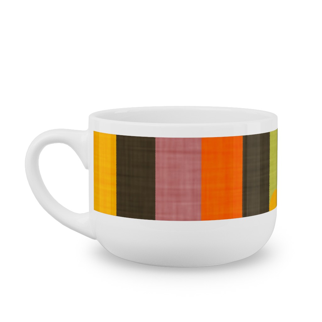 Retro Colorblock Sticks - Multi Latte Mug, White,  , 25oz, Multicolor