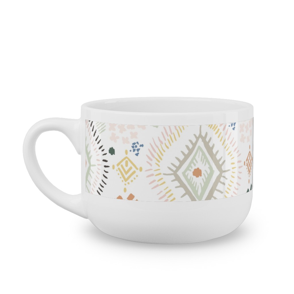 Modern Aztec - Multi Latte Mug, White,  , 25oz, Multicolor