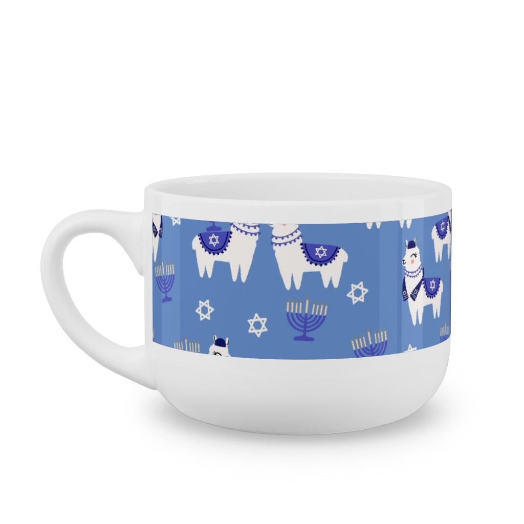 Llamakah - Blue Latte Mug, White,  , 25oz, Blue