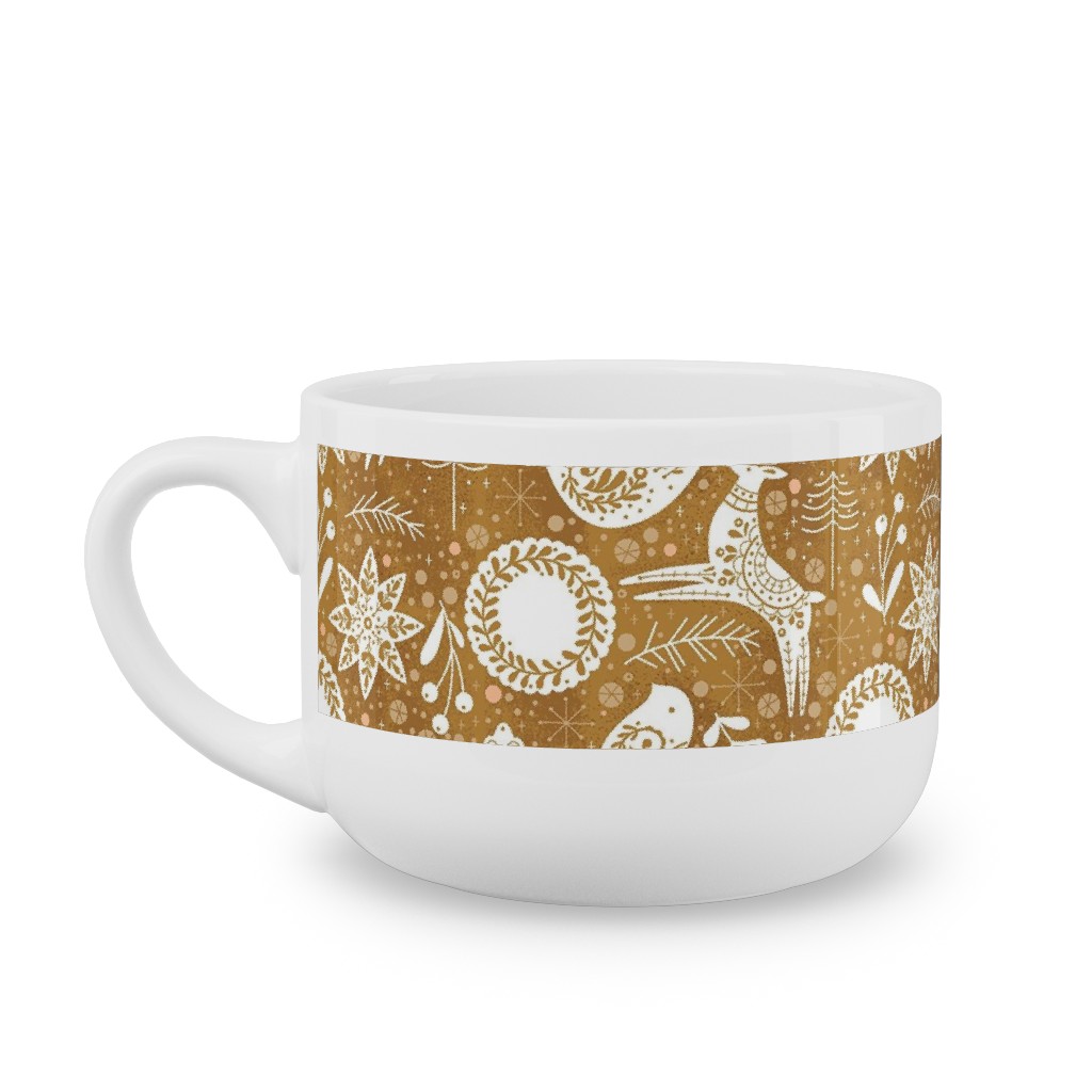 Gingerbread Forest - Brown Latte Mug, White, , 25oz, Brown, Brown