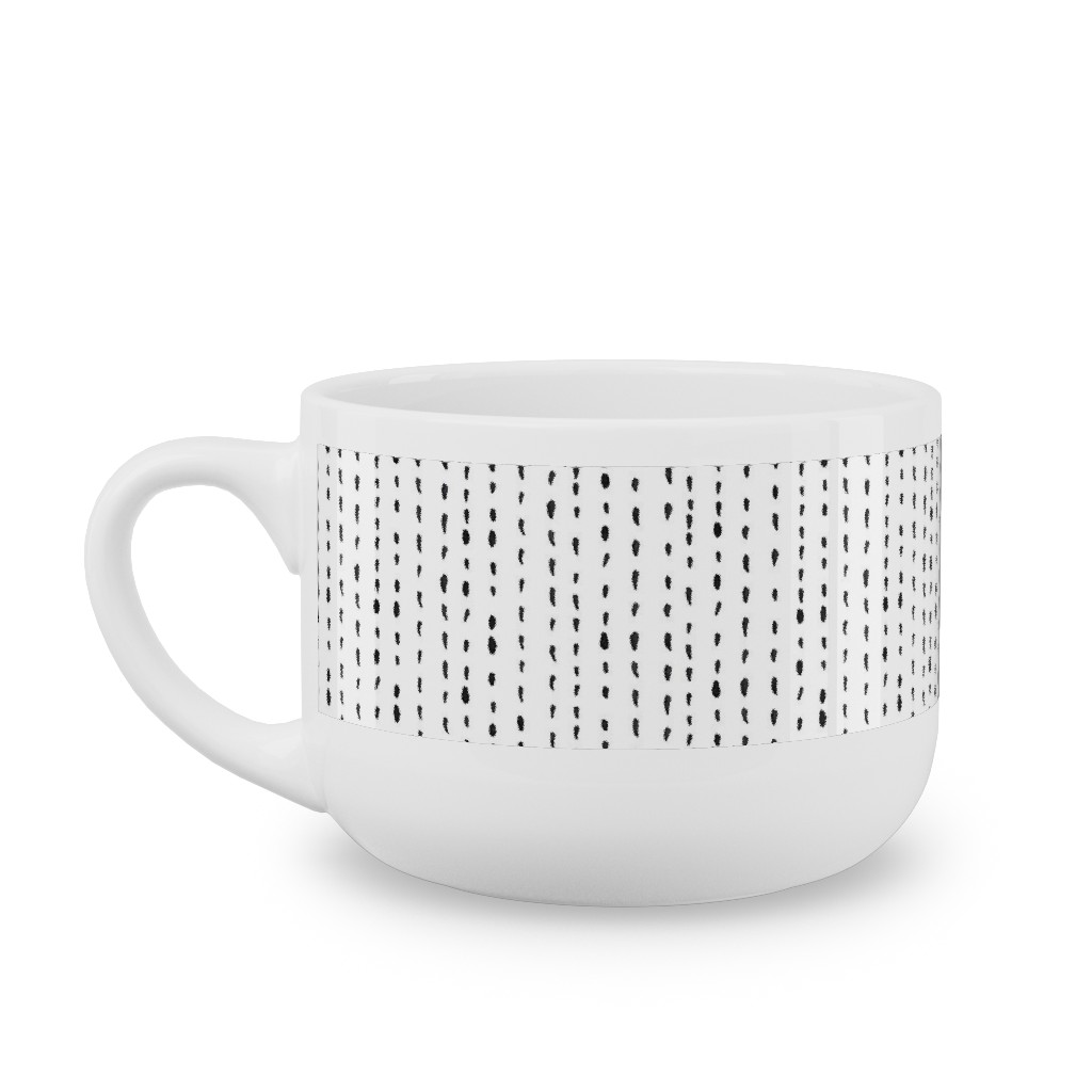 Woodland - Little Dots of Stripes - Black and White Latte Mug, White,  , 25oz, White