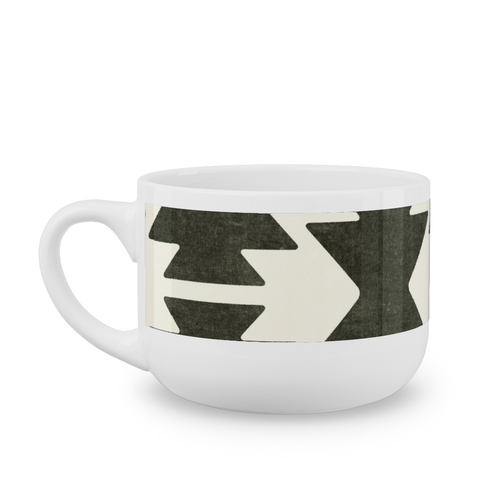 Bohemian Aztec Latte Mug, White, , 25oz, Black, Dark Gray