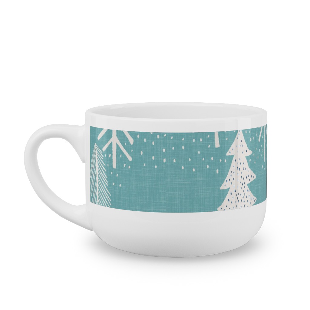 Evergreen Forest Latte Mug, White, , 25oz, Blue, Sea