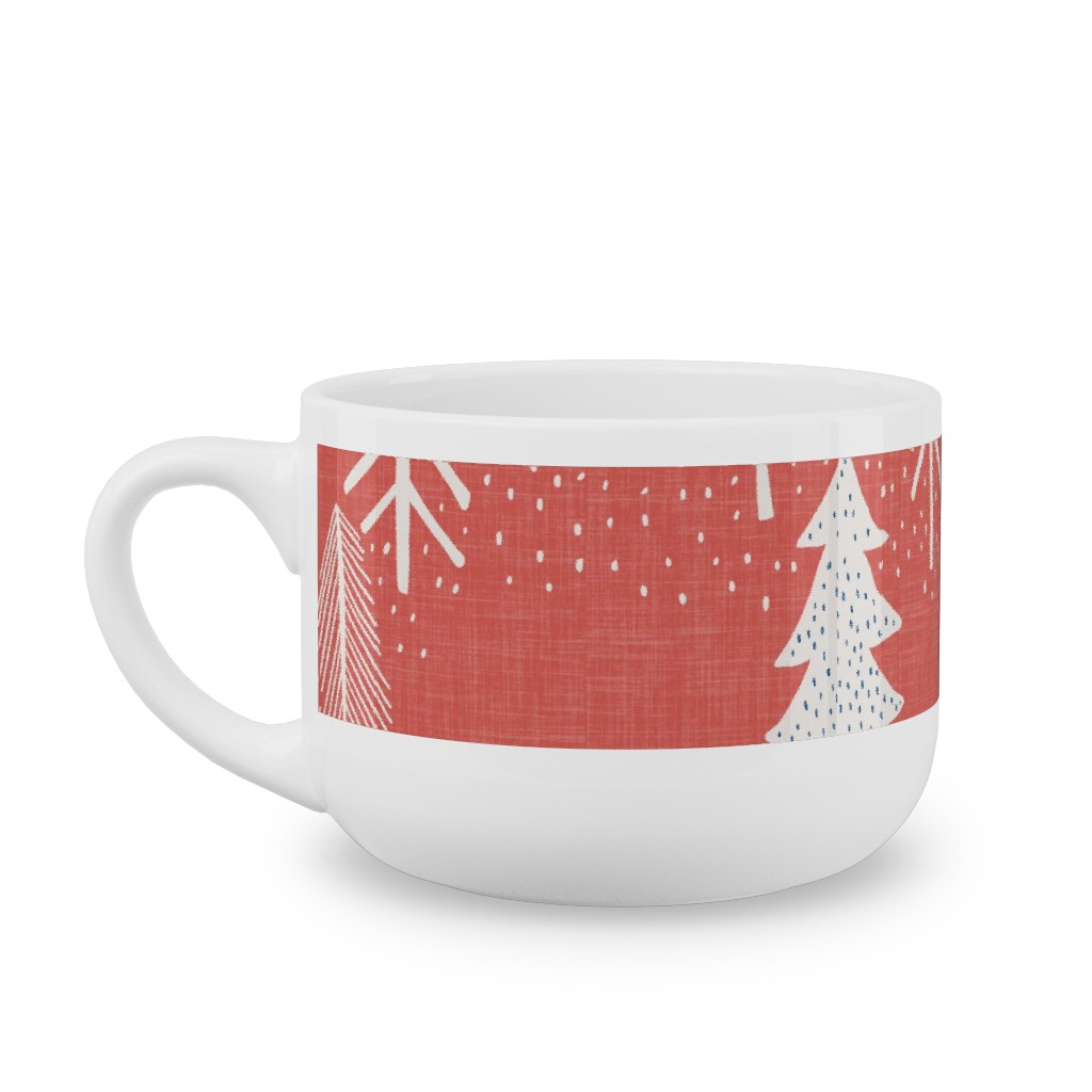 Evergreen Forest Latte Mug, White,  , 25oz, Red