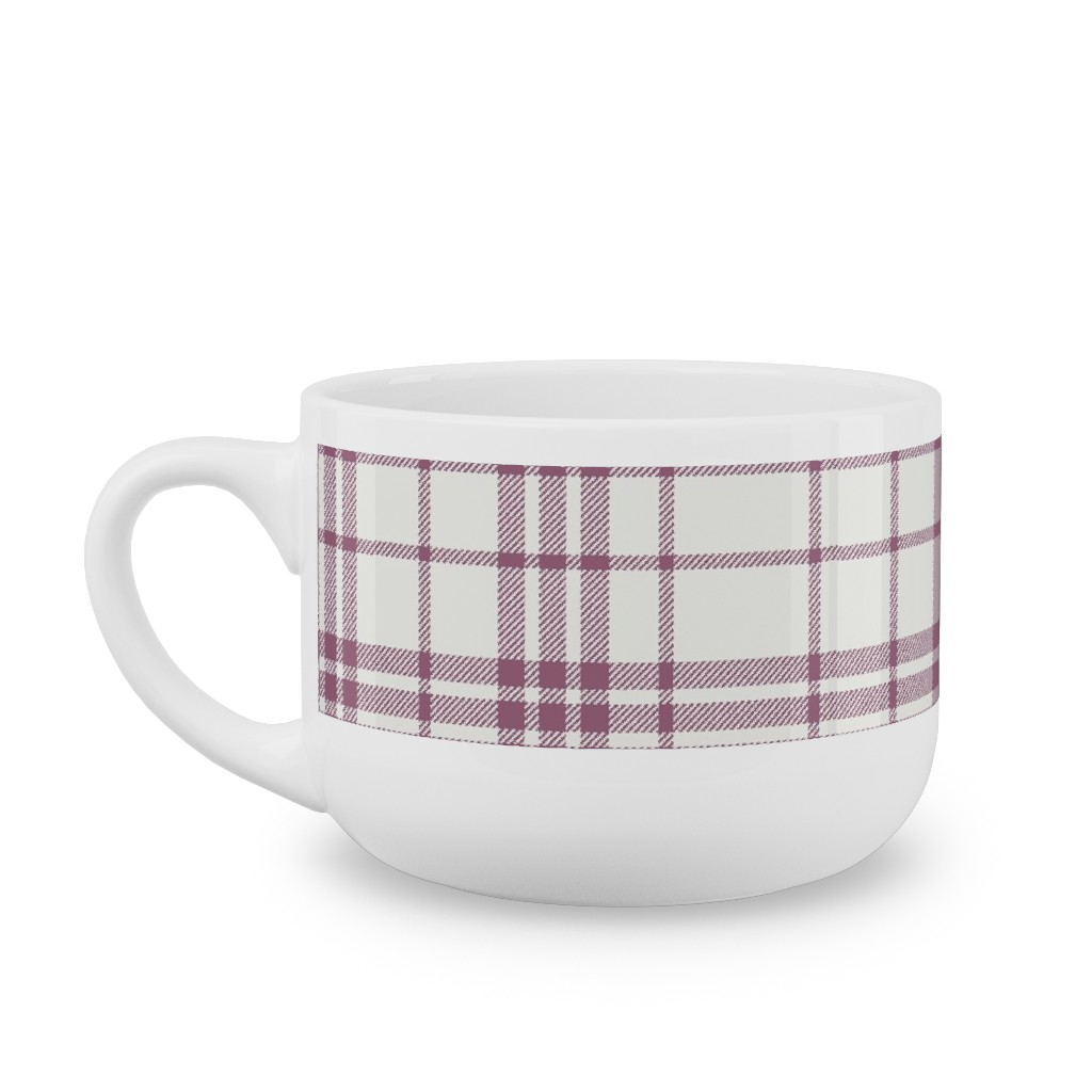 Tartan Check Latte Mug, White,  , 25oz, Purple