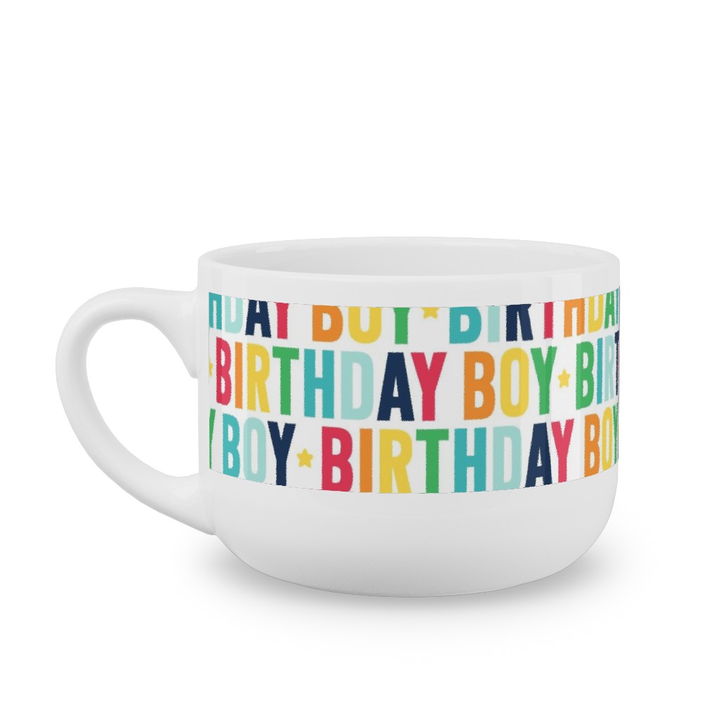 Birthday Boy - Uppercase - Rainbow Latte Mug, White,  , 25oz, Multicolor
