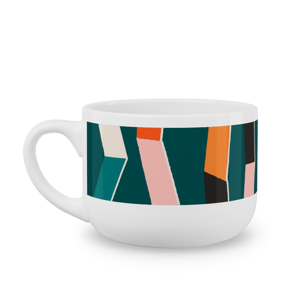 Funky - Multi on Green Latte Mug, White,  , 25oz, Multicolor