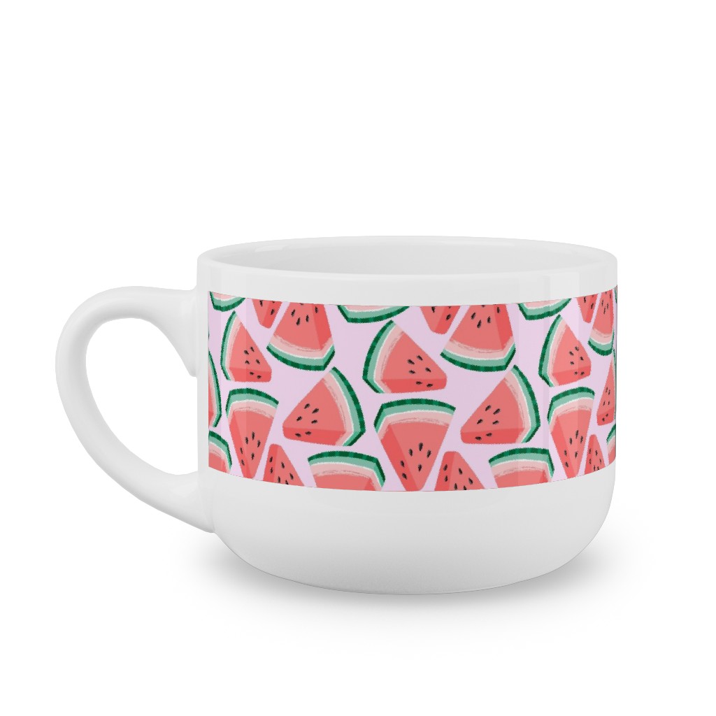 Watermelon Slices - Pink Latte Mug, White,  , 25oz, Pink