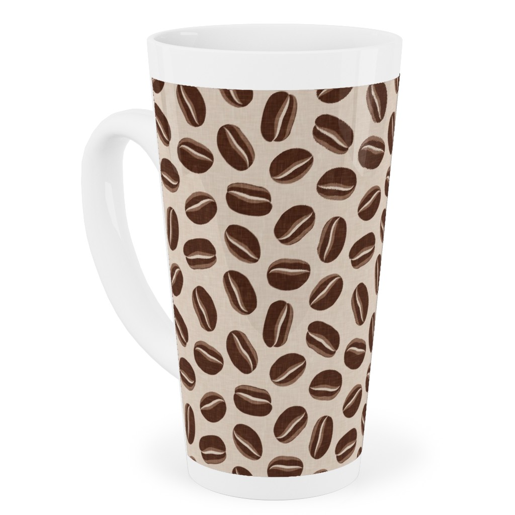 Coffee Beans - Coffee House - Beige Tall Latte Mug, 17oz, Brown