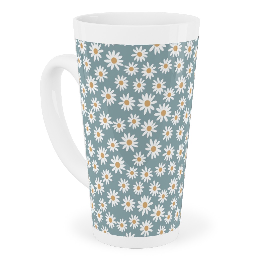 Daisy Print Tall Latte Mug, 17oz, Blue