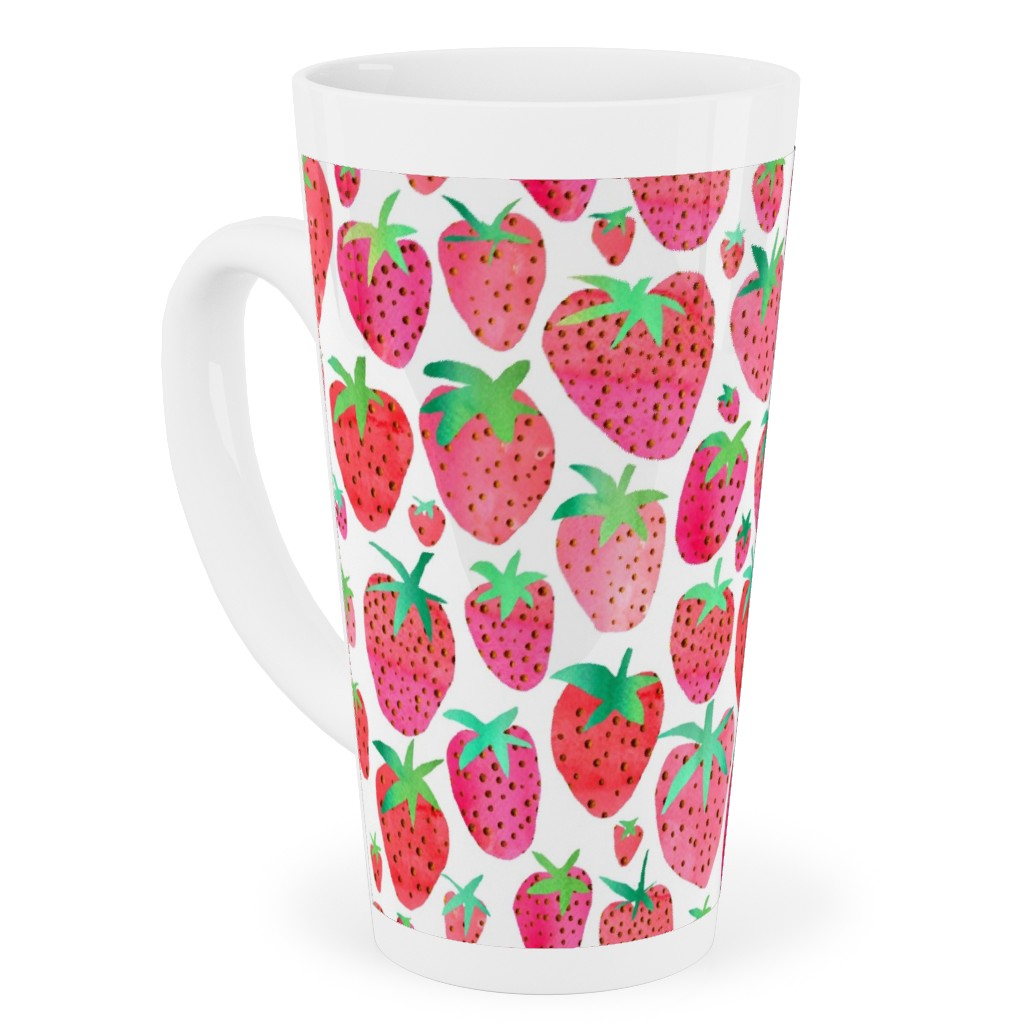 Strawberries - Pink Tall Latte Mug, 17oz, Pink, Bright Pink