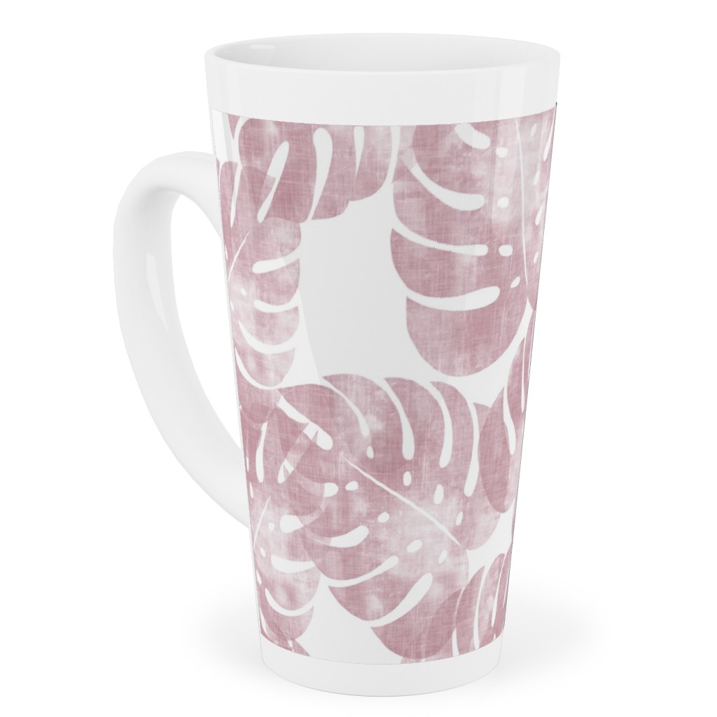 Monstera Leaves - Mauve Tall Latte Mug, 17oz, Pink