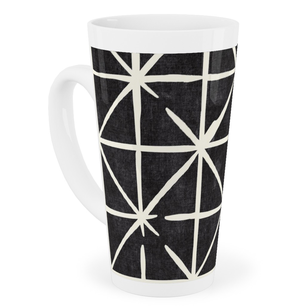 Geometric Triangles - Distressed Geometric Tall Latte Mug, 17oz, Black
