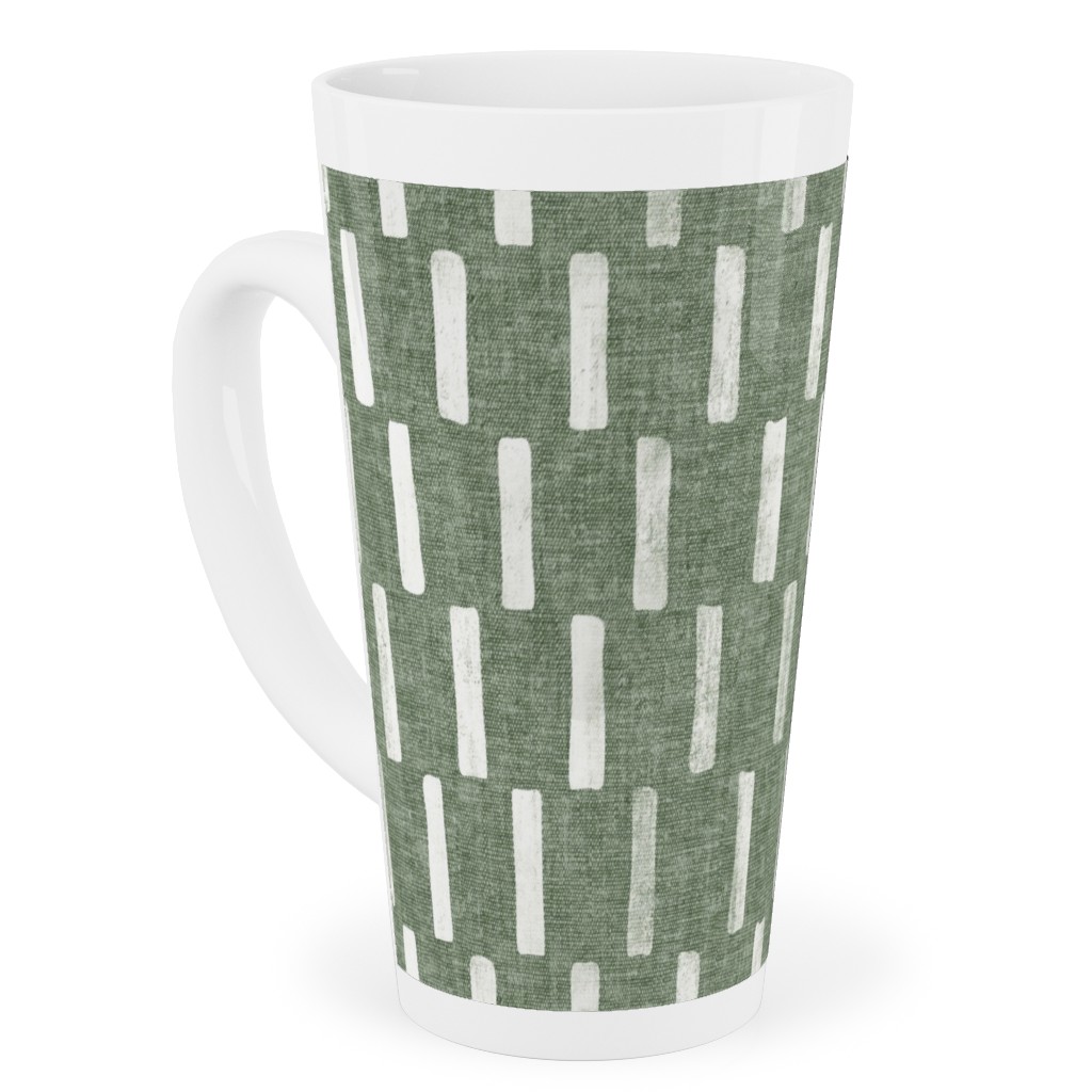 Block Print Dash - Sage Tall Latte Mug, 17oz, Green