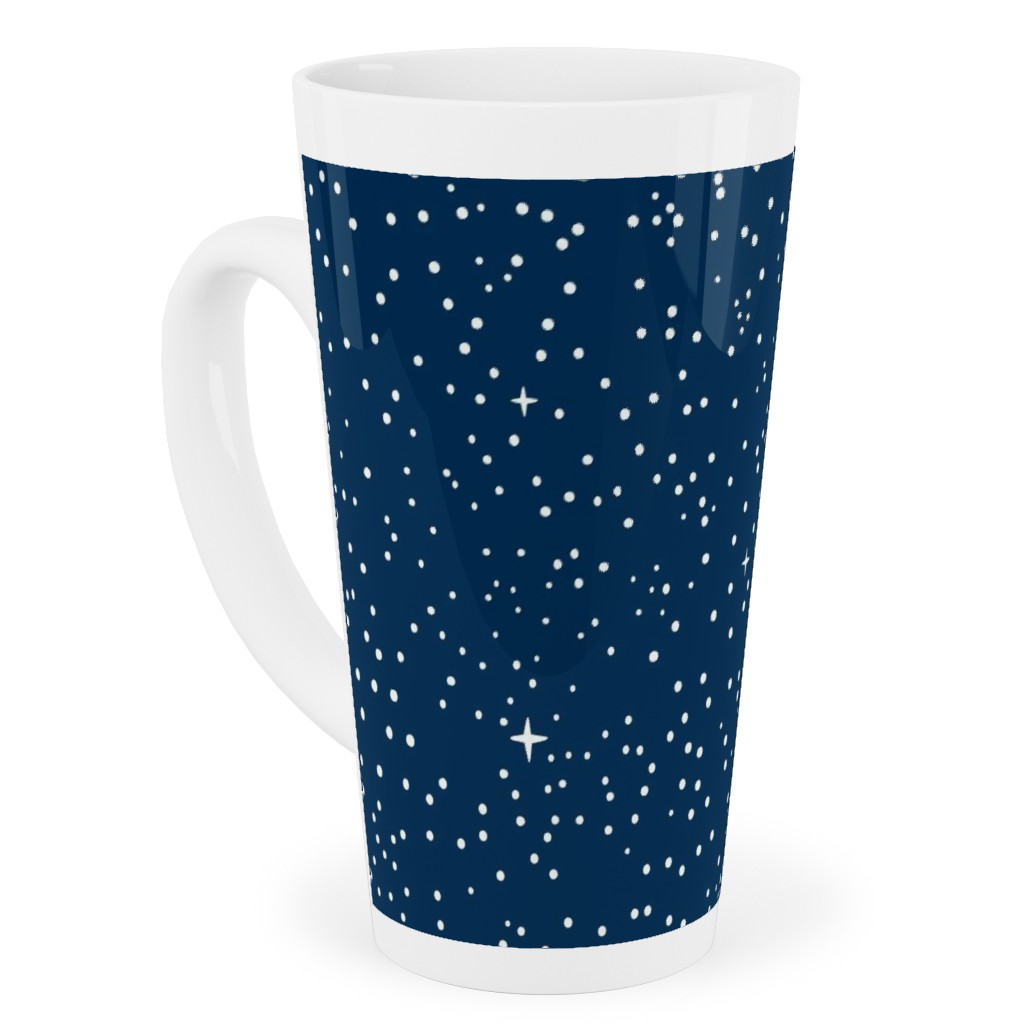 Tiny Stars in Space - Dark Blue Tall Latte Mug, 17oz, Blue