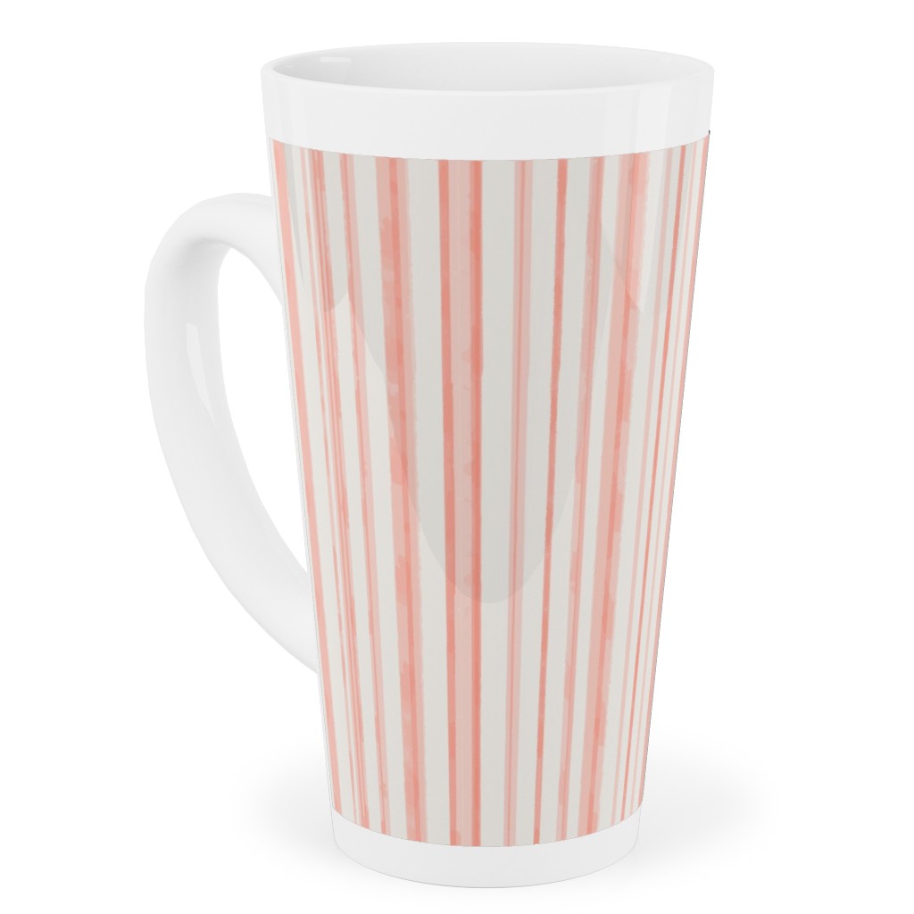 Dreamy Watercolor Stripe Tall Latte Mug, 17oz, Pink, Quartz