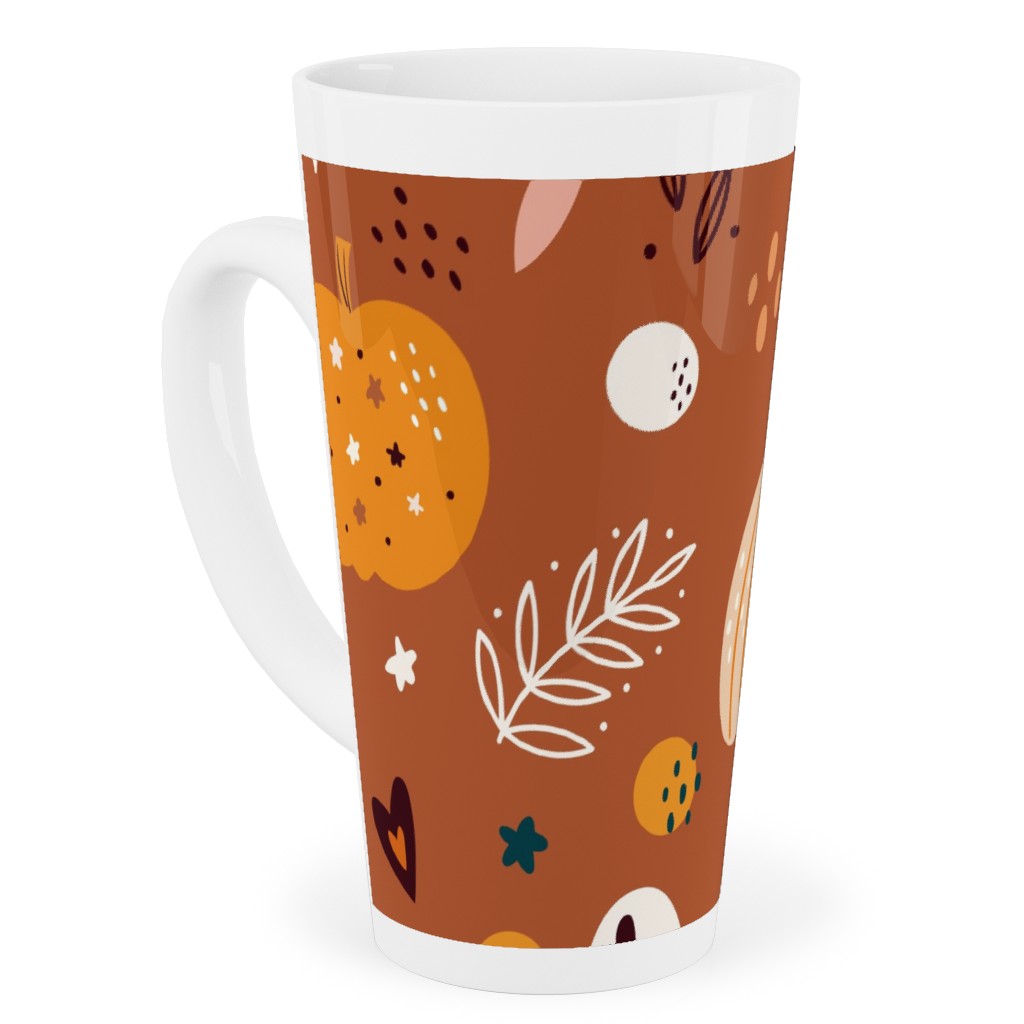 Autumn Pattern - Orange Tall Latte Mug, 17oz, Orange, Orange