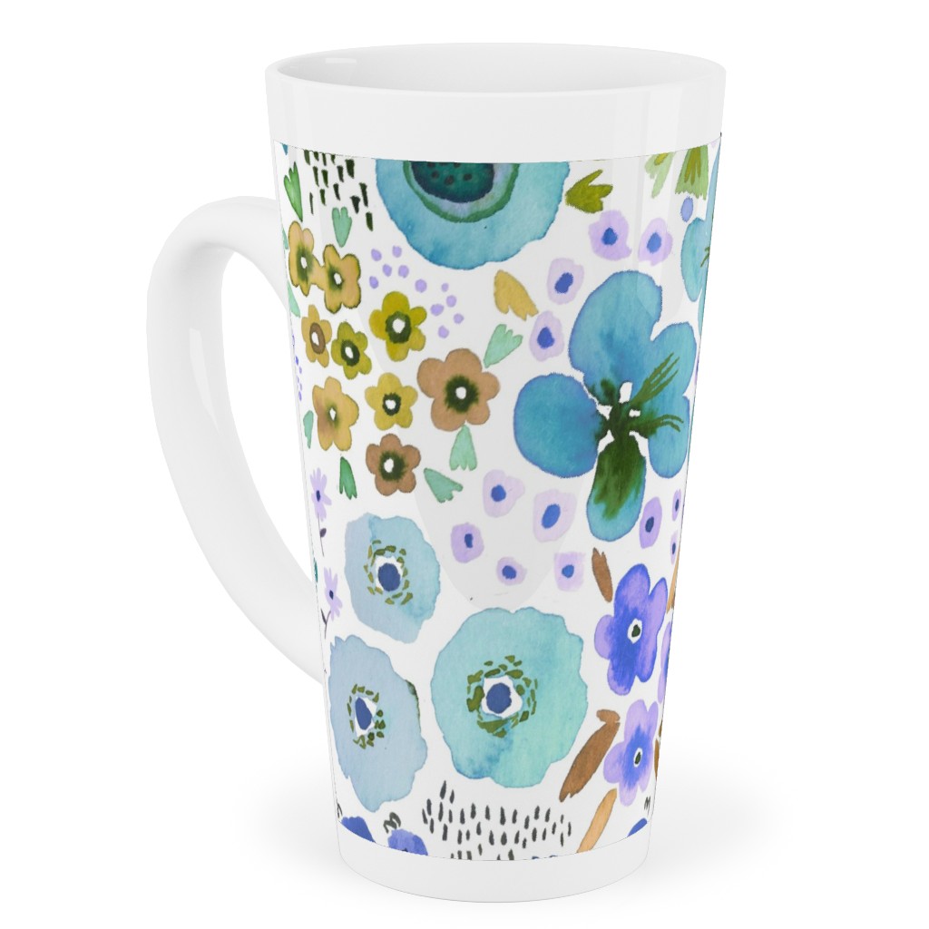 Artful Little Flowers - Multi Tall Latte Mug, 17oz, Multicolor