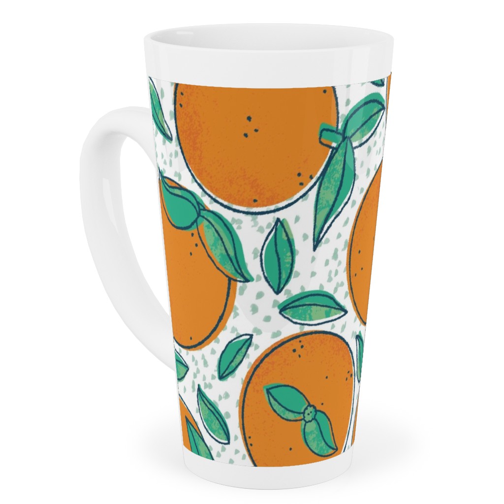 Oranges With Leaves on White Tall Latte Mug, 17oz, Orange, Orange
