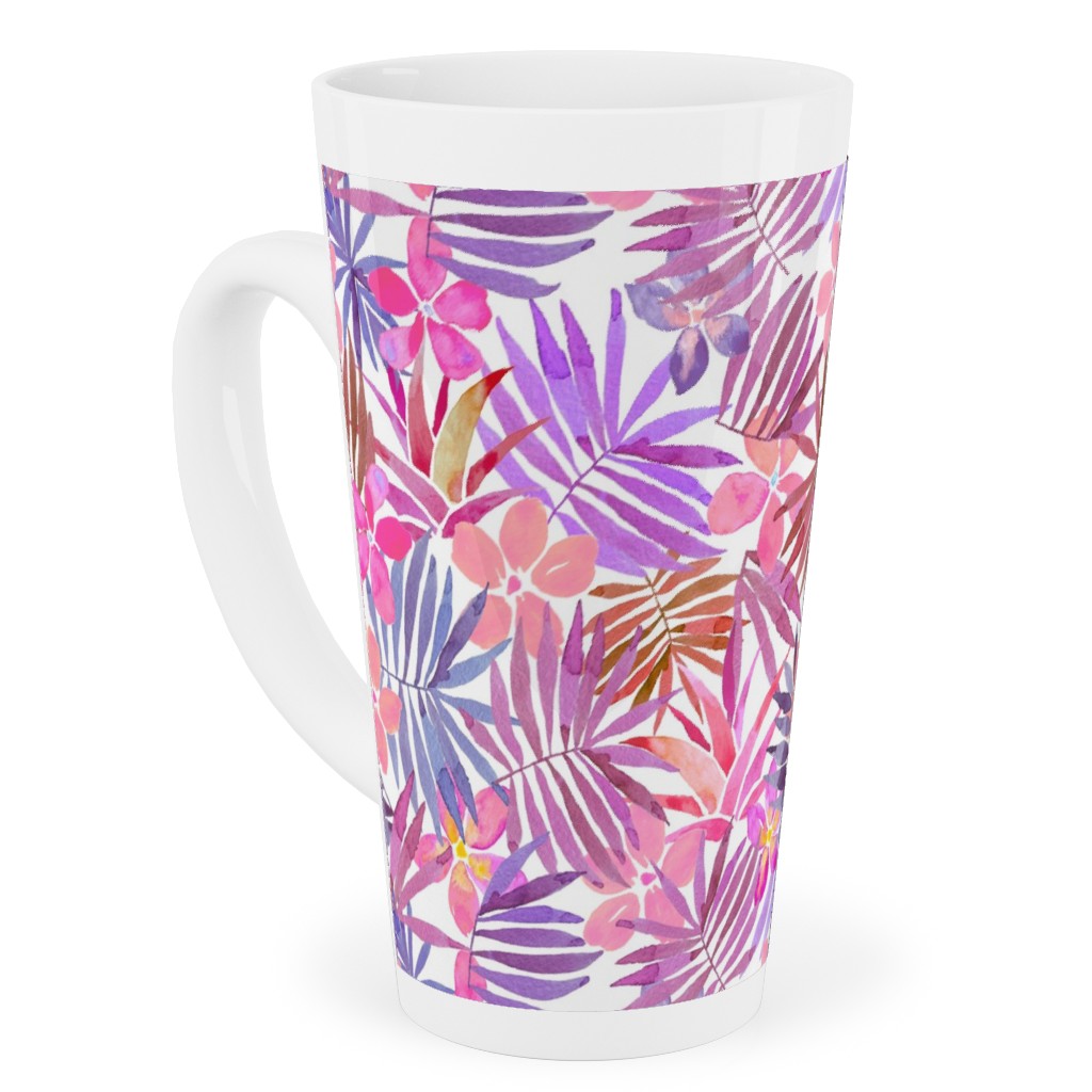 Watercolor Tropical Vibes - Pink Tall Latte Mug, 17oz, Pink