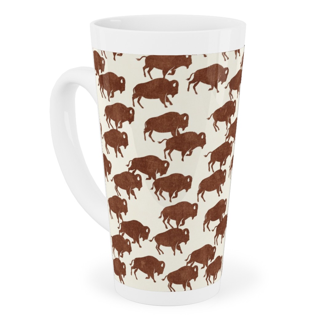Bison Stampede - Brandywine Tall Latte Mug, 17oz, Brown, Brown