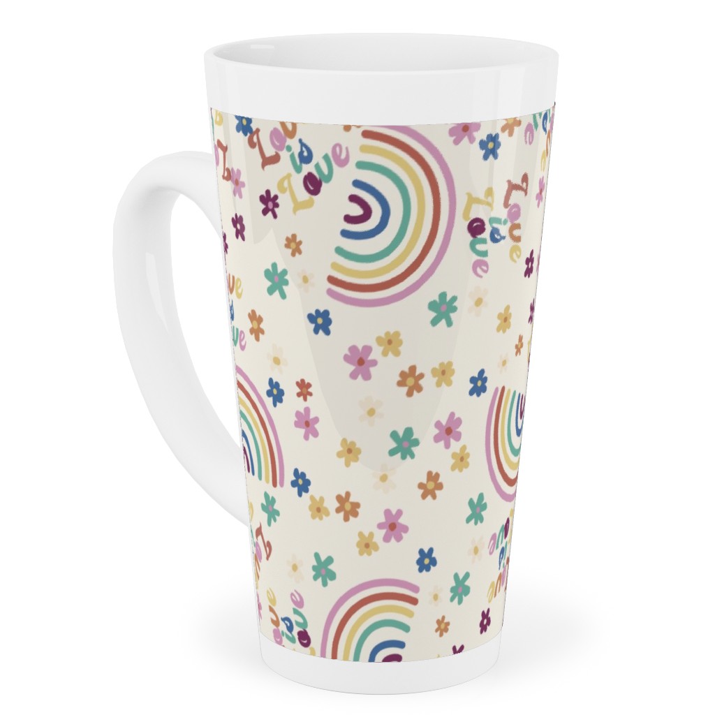 Love Is Love Rainbow - Pride - Muted Tall Latte Mug, 17oz, Multicolor