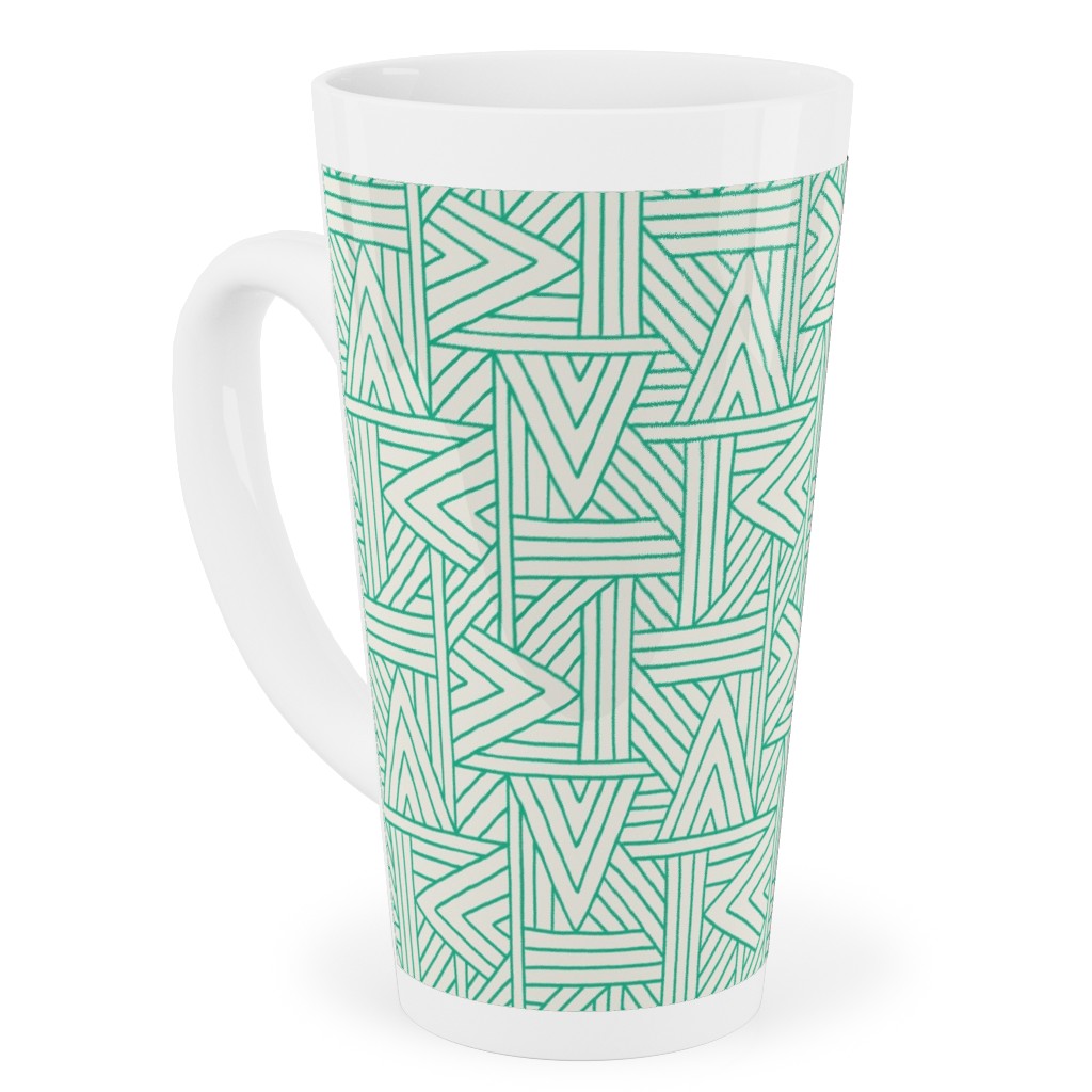 Angles - Green on White Tall Latte Mug, 17oz, Green