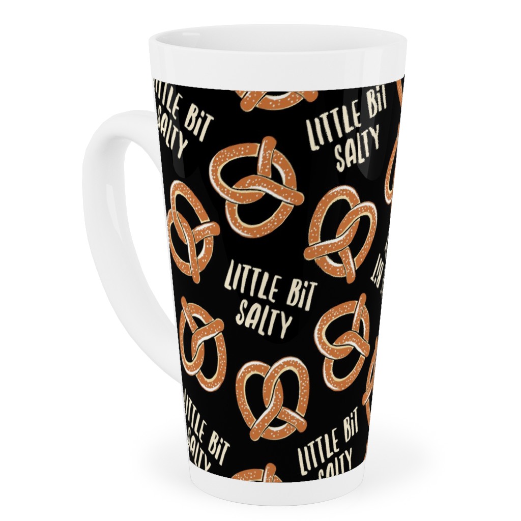 Little Bit Salty - Pretzels - Black Tall Latte Mug, 17oz, Black, Black