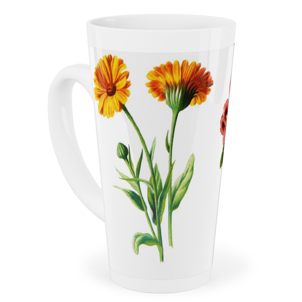 Lil Botanicals - White Tall Latte Mug, 17oz, Green, Classic Green