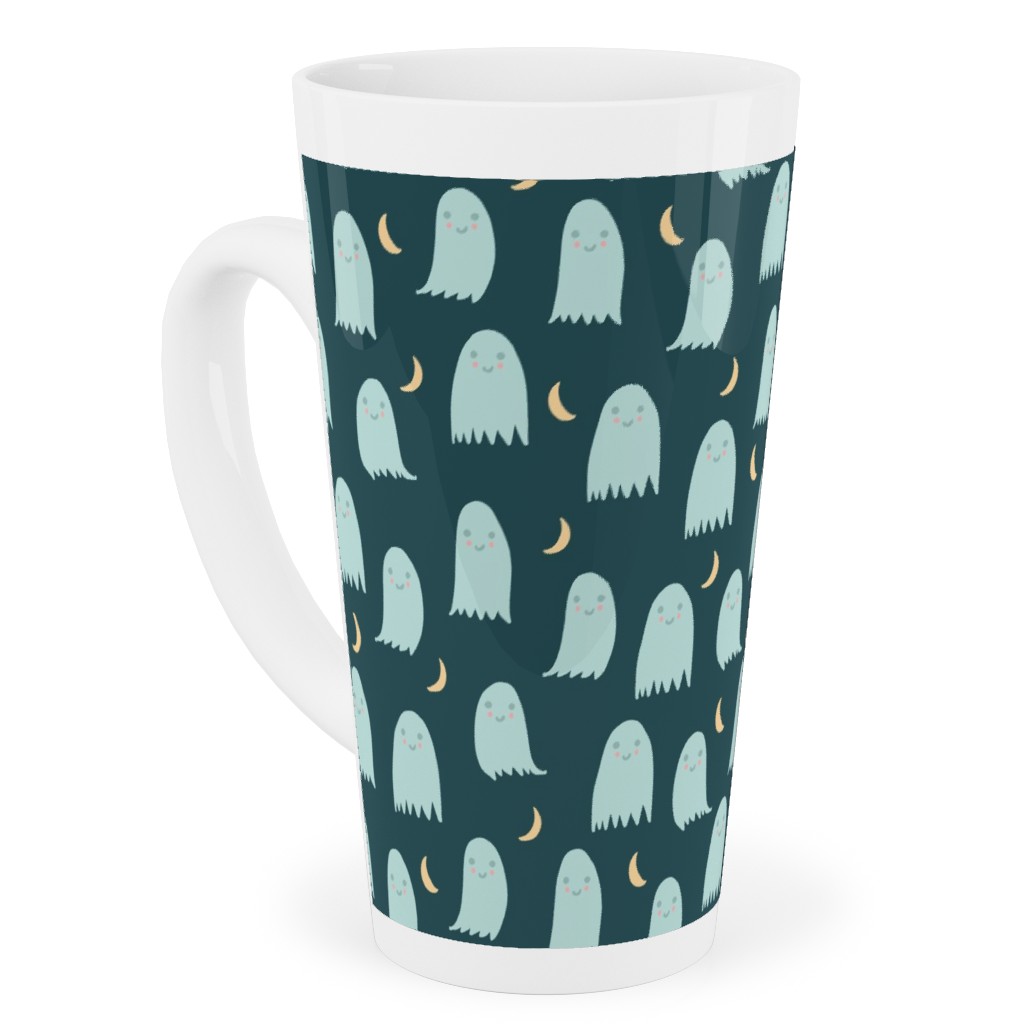 Cute Halloween Ghosts Tall Latte Mug, 17oz, Green, Seaweed
