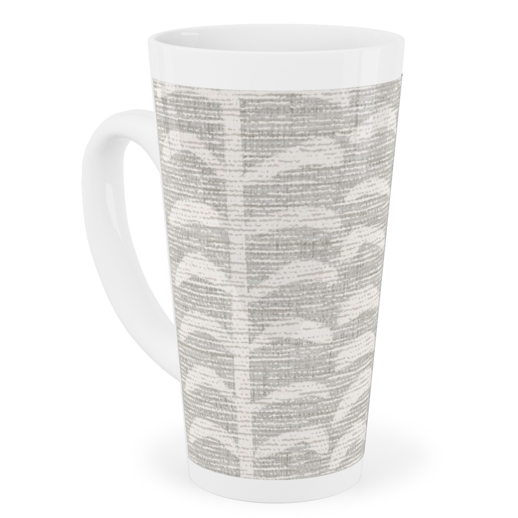 Grasscloth Vine - Neutral Tall Latte Mug, 17oz, Gray, Gray