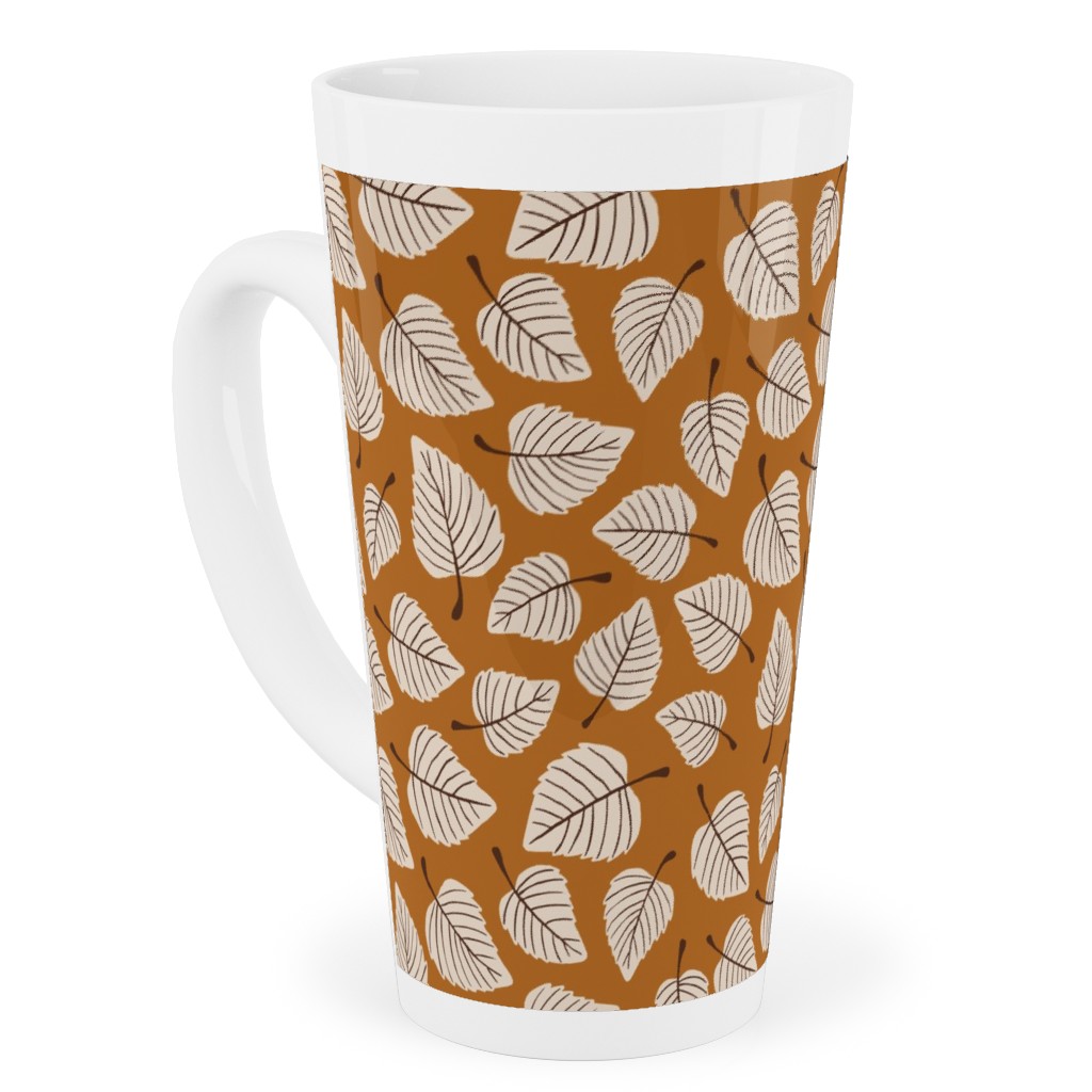 Falling Leaves - Terracotta Tall Latte Mug, 17oz, Orange