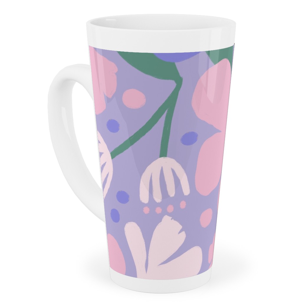 Blooming Garden on Lilac Tall Latte Mug, 17oz, Purple
