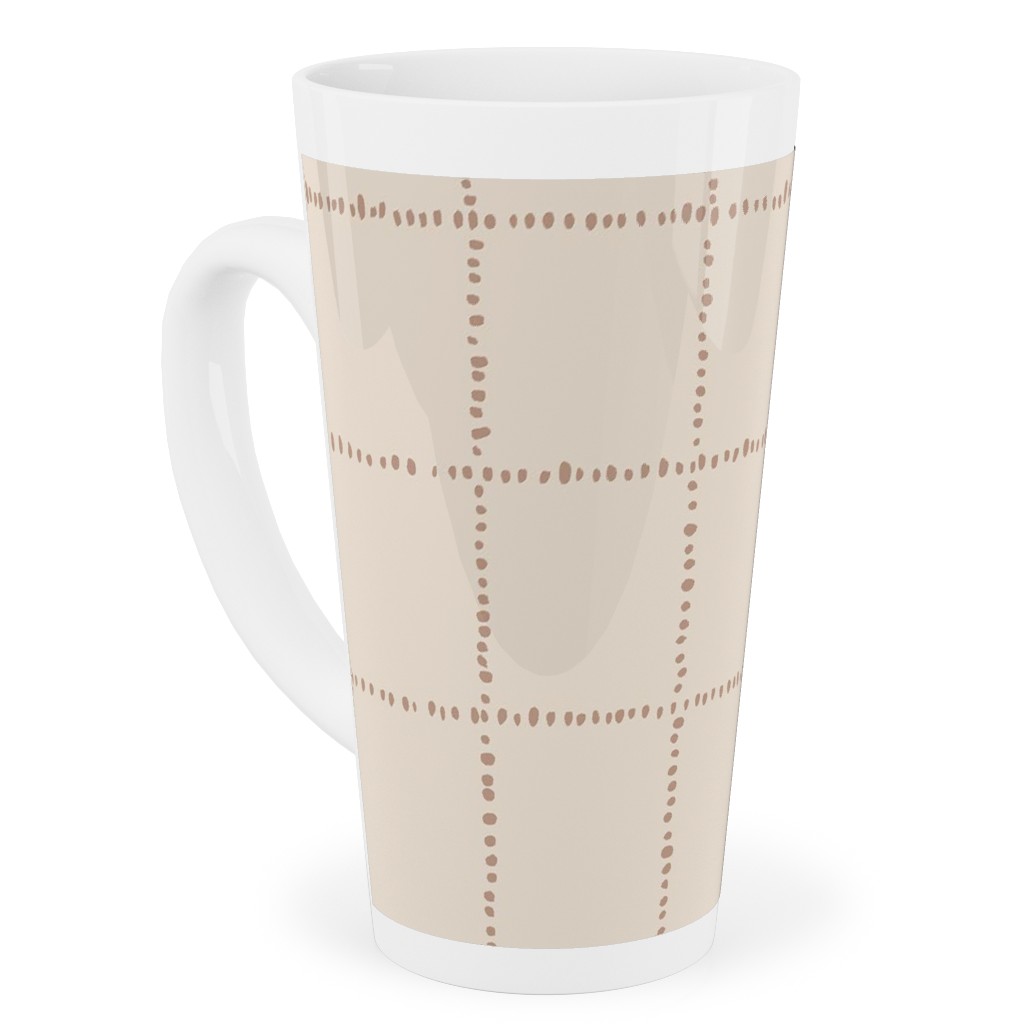 Soul Garden Cuadricula Playa- Beige Tall Latte Mug, 17oz, Beige, Pearl