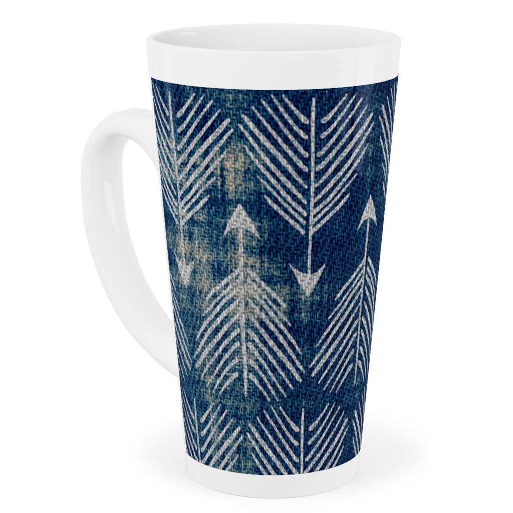 Django Arrows Tall Latte Mug, 17oz, Blue, Navy