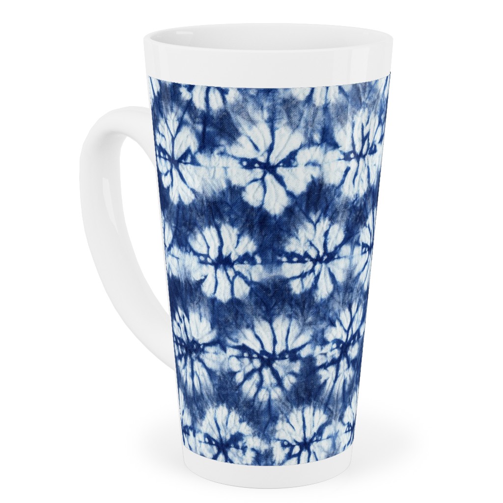 Shibori Pine - Blue Tall Latte Mug, 17oz, Blue