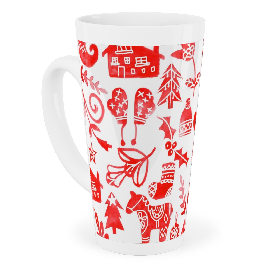 Red Christmas Tall Latte Mug, 17oz, Red