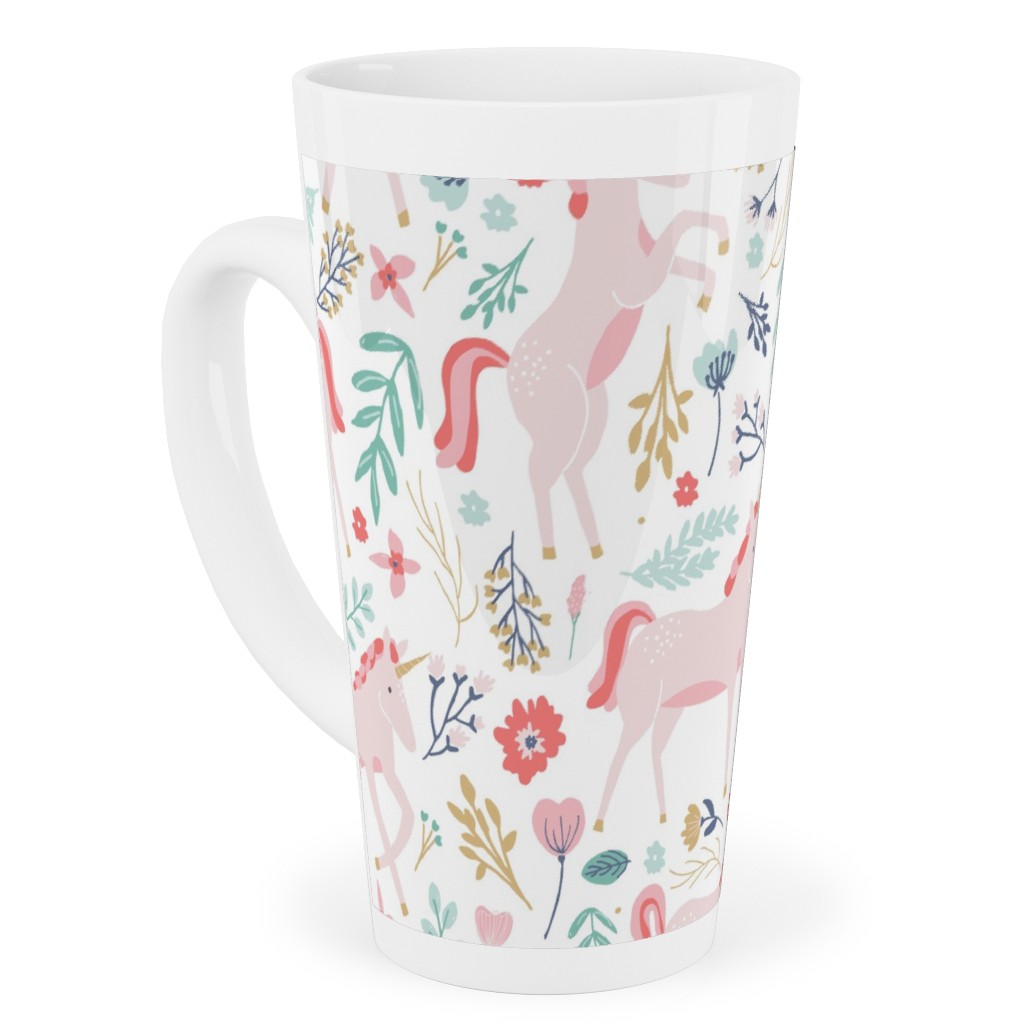 Unicorn Fields Tall Latte Mug, 17oz, Pink