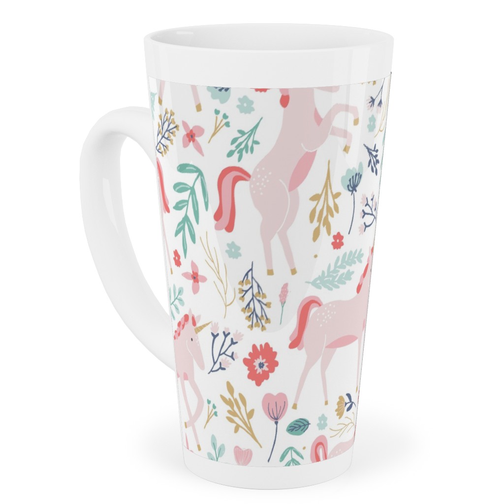 Unicorn Fields Tall Latte Mug, 17oz, Pink, Pearl
