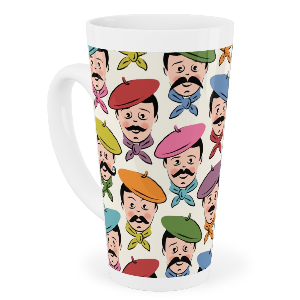 Men With Mustaches and Bandanas - Multi Tall Latte Mug, 17oz, Multicolor