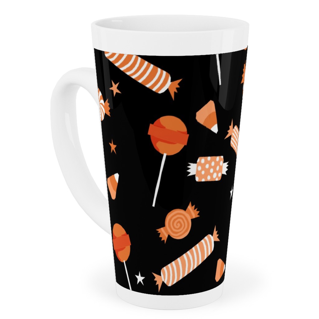 Halloween Candy - Orange and Black Tall Latte Mug, 17oz, Black