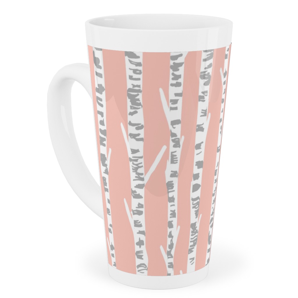 Birch Tree - Pink Tall Latte Mug, 17oz, Pink, Bright Pink