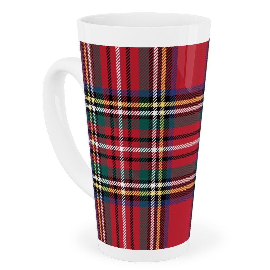 Royal Stewart Tartan Style Repeat Perfect for Christmas Tall Latte Mug, 17oz, Red