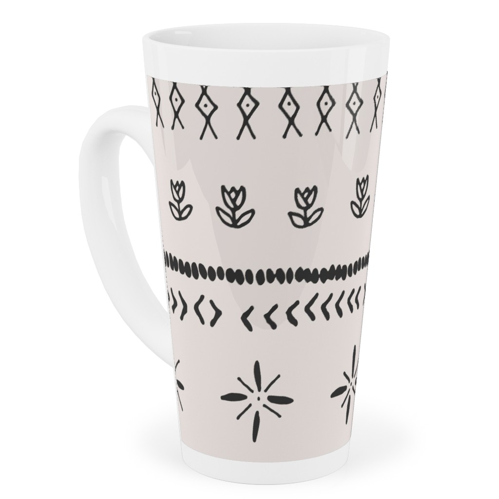 Boho Print Tall Latte Mug, 17oz, Beige