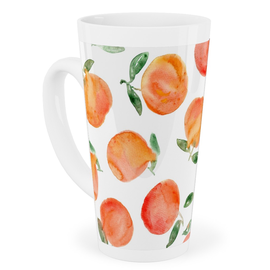 Watercolor Oranges - Orange Tall Latte Mug, 17oz, Orange