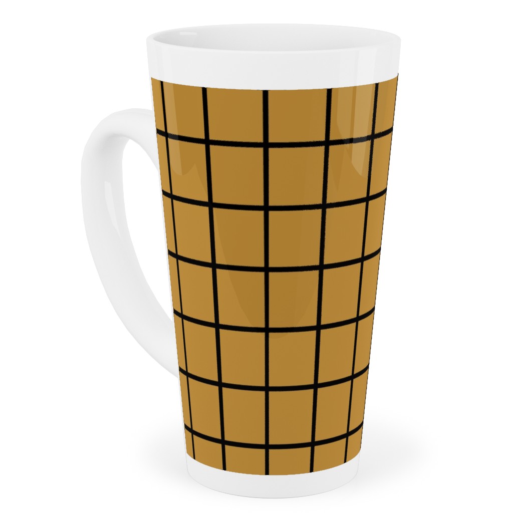Square Grid Tall Latte Mug, 17oz, Brown