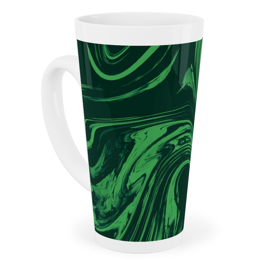 Marbled Paper - Deep Emerald Tall Latte Mug, 17oz, Green